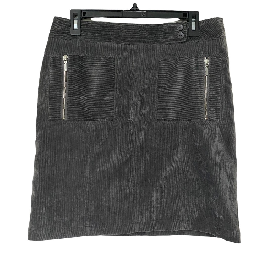 Chelsea & Theodore Gray Corduroy 2 Zip Pocket Knee Length Skirt Size 8